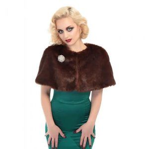 NWT Collectif Lillian Brown Faux Fur Cape Capelet